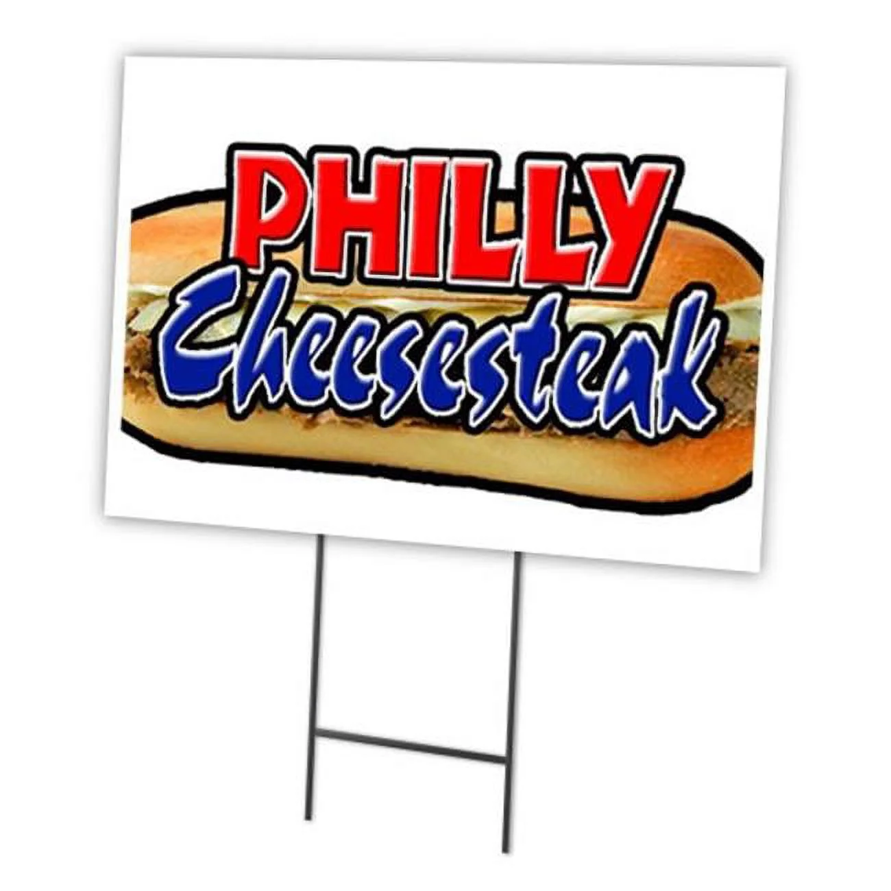 12 x 16 in. Outdoor Plastic Window Yard Sign & Stake - Philly Cheesesteak