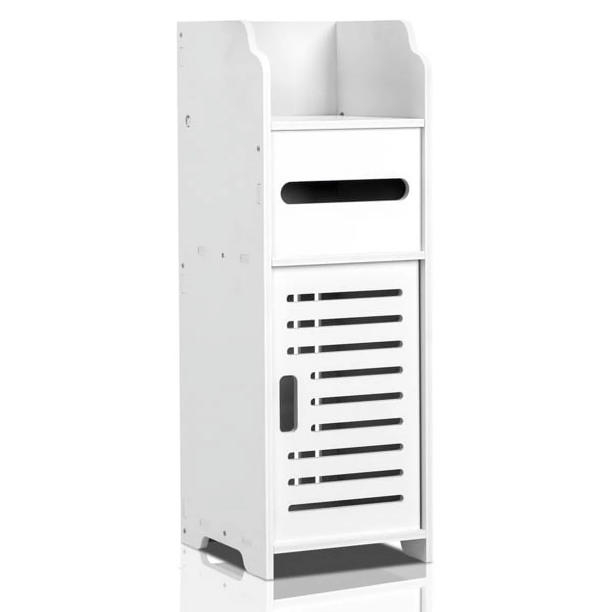 SYTHERS Storage Cabinet for Small Spaces, Skinny Bathroom Storage Corner Floor, Slim Paper Cabinet with Doors & Shelves, White