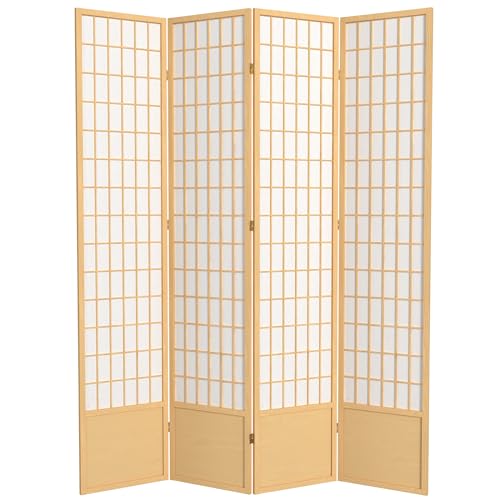 Red Lantern 7 ft. Tall Window Pane Shoji Screen-White-3 Panels Room Divider