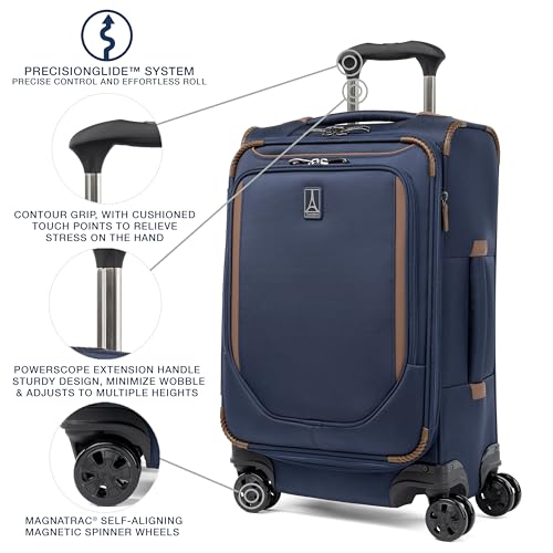 Travelpro Crew Classic Lightweight Softside Expandable Checked Luggage, 8 Wheel Spinner Suitcase, TSA Lock, Men and Women, Checked Large 29-Inch, Patriot Blue