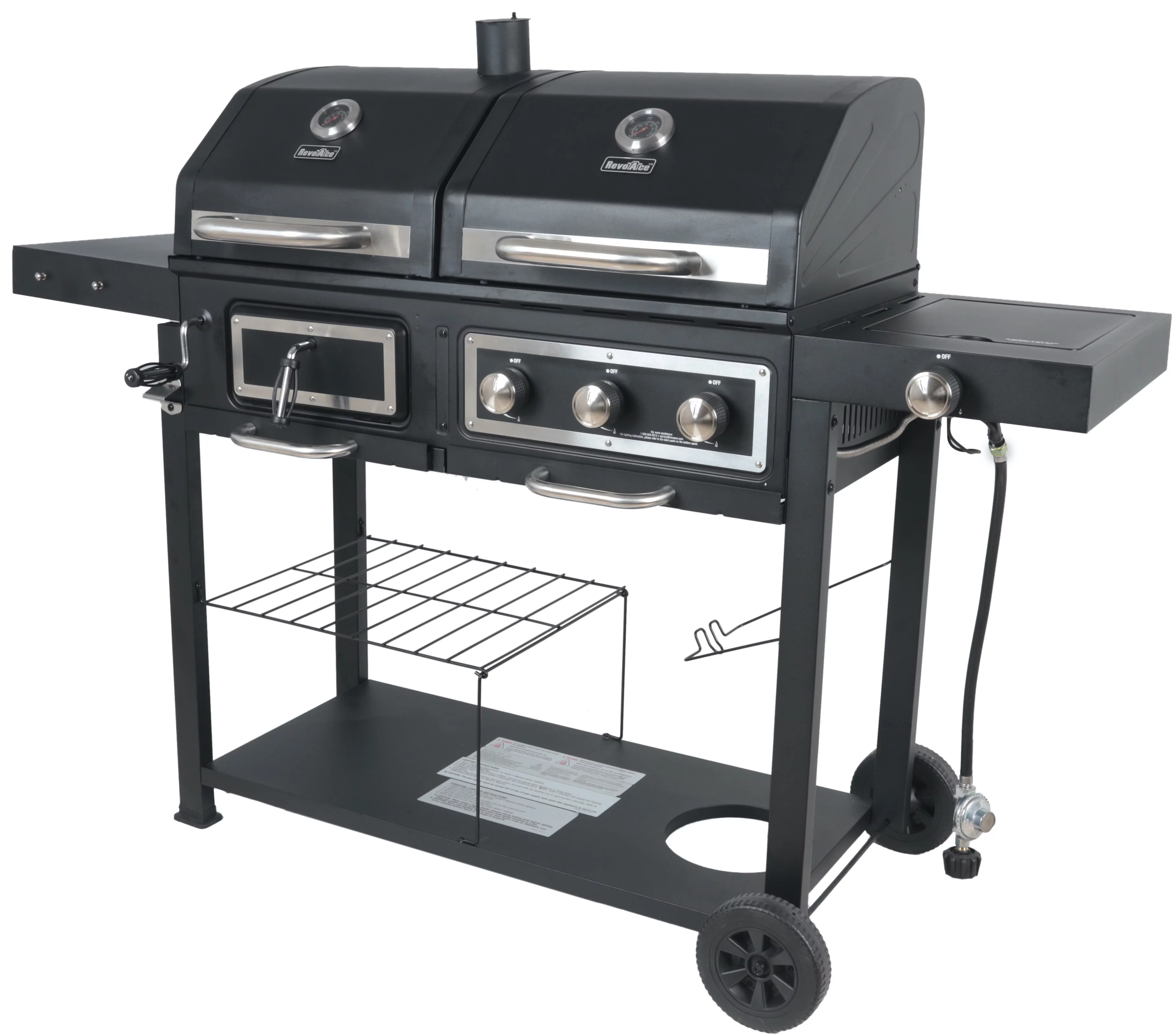 RevoAce Dual Fuel Gas & Charcoal Combo Grill, Black with Stainless