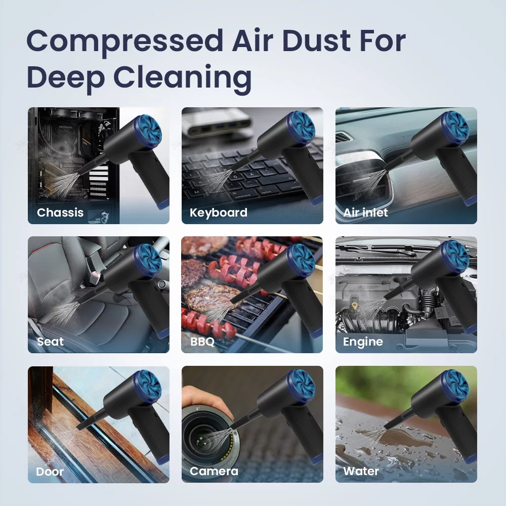Compressed Air Duster, 100000RPM Electric Air Duster , Keyboard and Computer Cleaner, Replaces Compressed Air Cans