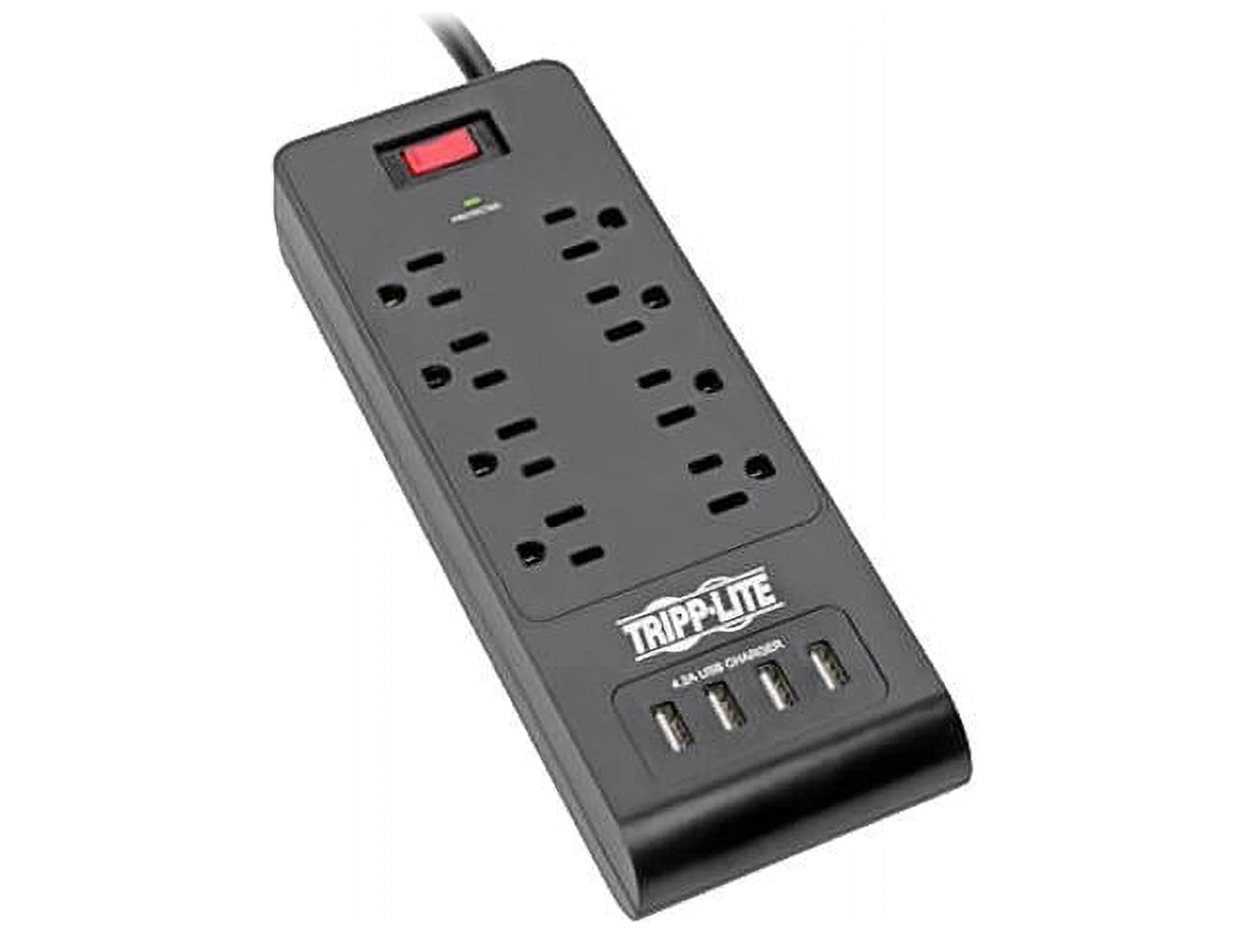 TRIPP LITE TLP864USBB 6.0 Feet 8 Outlets 1800 Joules Surge Protector - Black