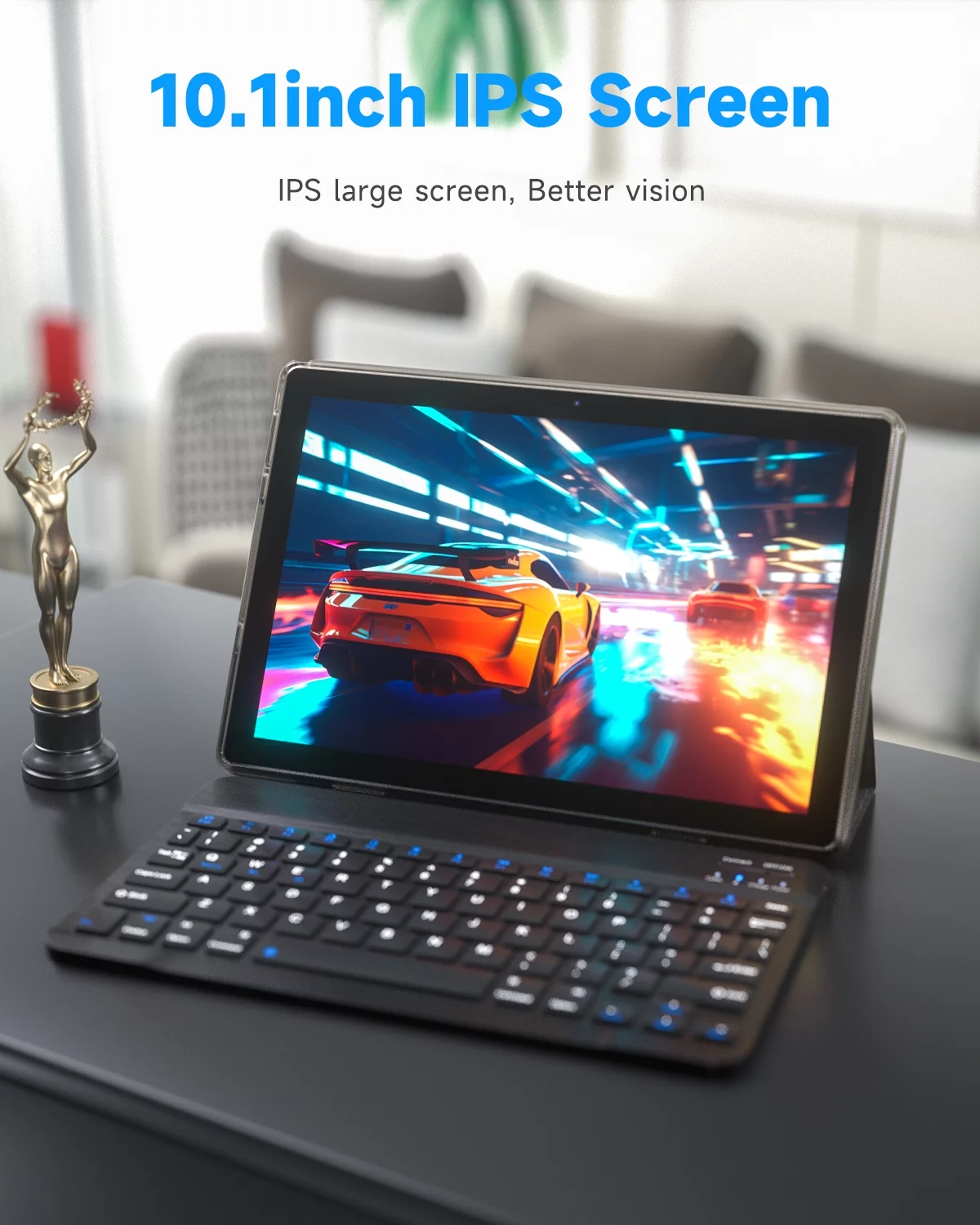 Android Tablet 10 Inch Tablets, 2 in 1 Tablet With Keyboard Include Mouse Case Stylus Tempered Film 5G Wifi Wifi6 128GB ROM+6GB RAM 10 IN IPS 8MP Camera 6000mAh Battery 10.1