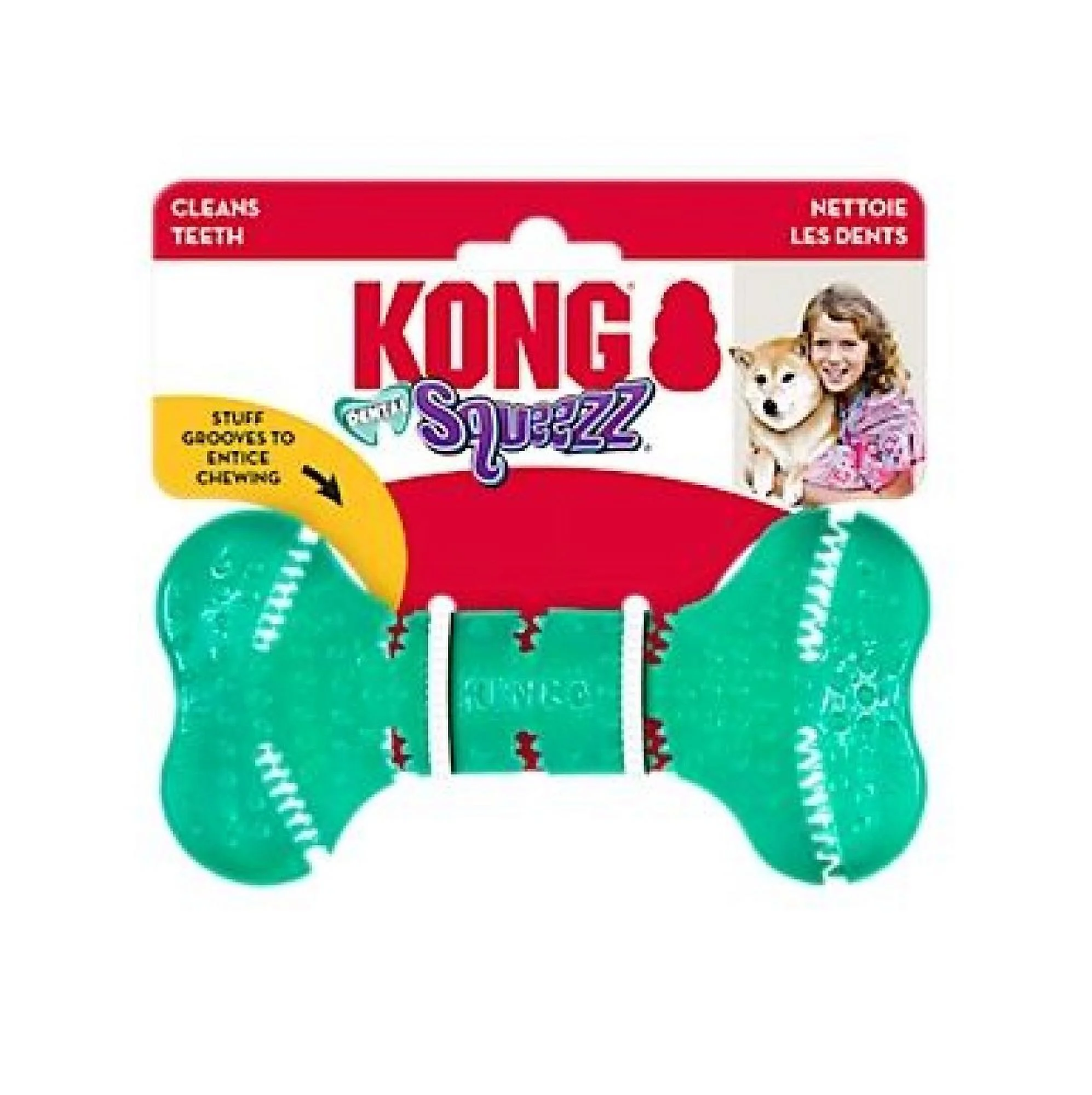 Kong Squeezz Dental Bone Dog Toy Medium - 1 Count