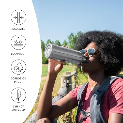 Bambaw 32 oz Water Bottle | Insulated Water Bottles | Water Bottle Stainless Steel | Insulated Travel Water Bottle | Insulated Water Bottle | Stainless Steel Water Bottles | 1 Liter Water Bottles