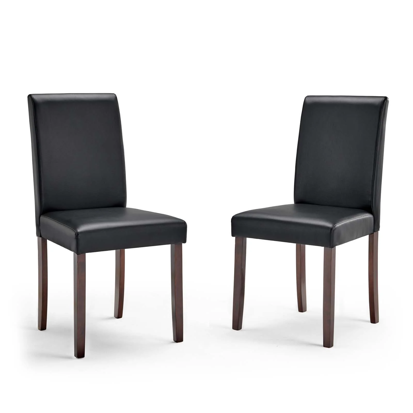 Modway Prosper Faux Leather Dining Side Chair Set of 2 in Black