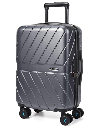 BAGSMART Carry On Luggage 22x14x9 Airline Approved With TSA Lock, 1OO% Polycarbonate Hardside Luggage with Spinner Wheels, Durable Hard Shell Carry On Suitcase 20 inch Black