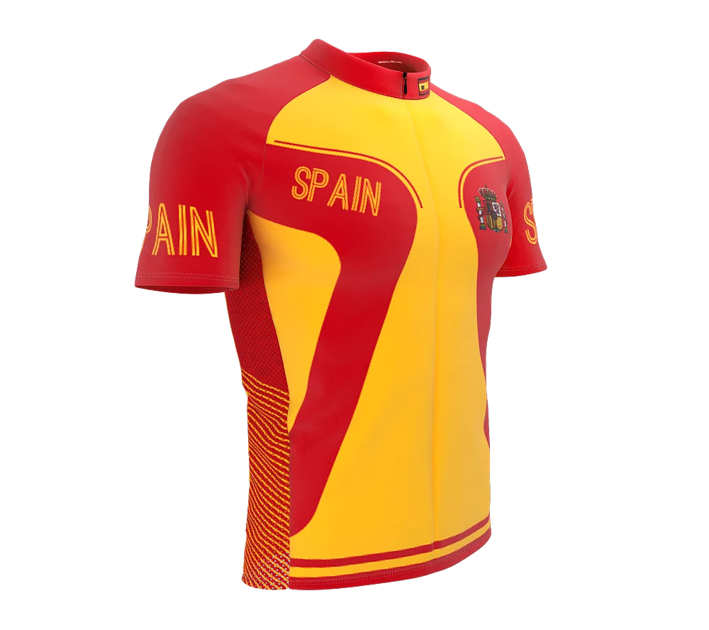Spain Full Zipper Bike Short Sleeve Cycling Jersey  for Men - Size XS