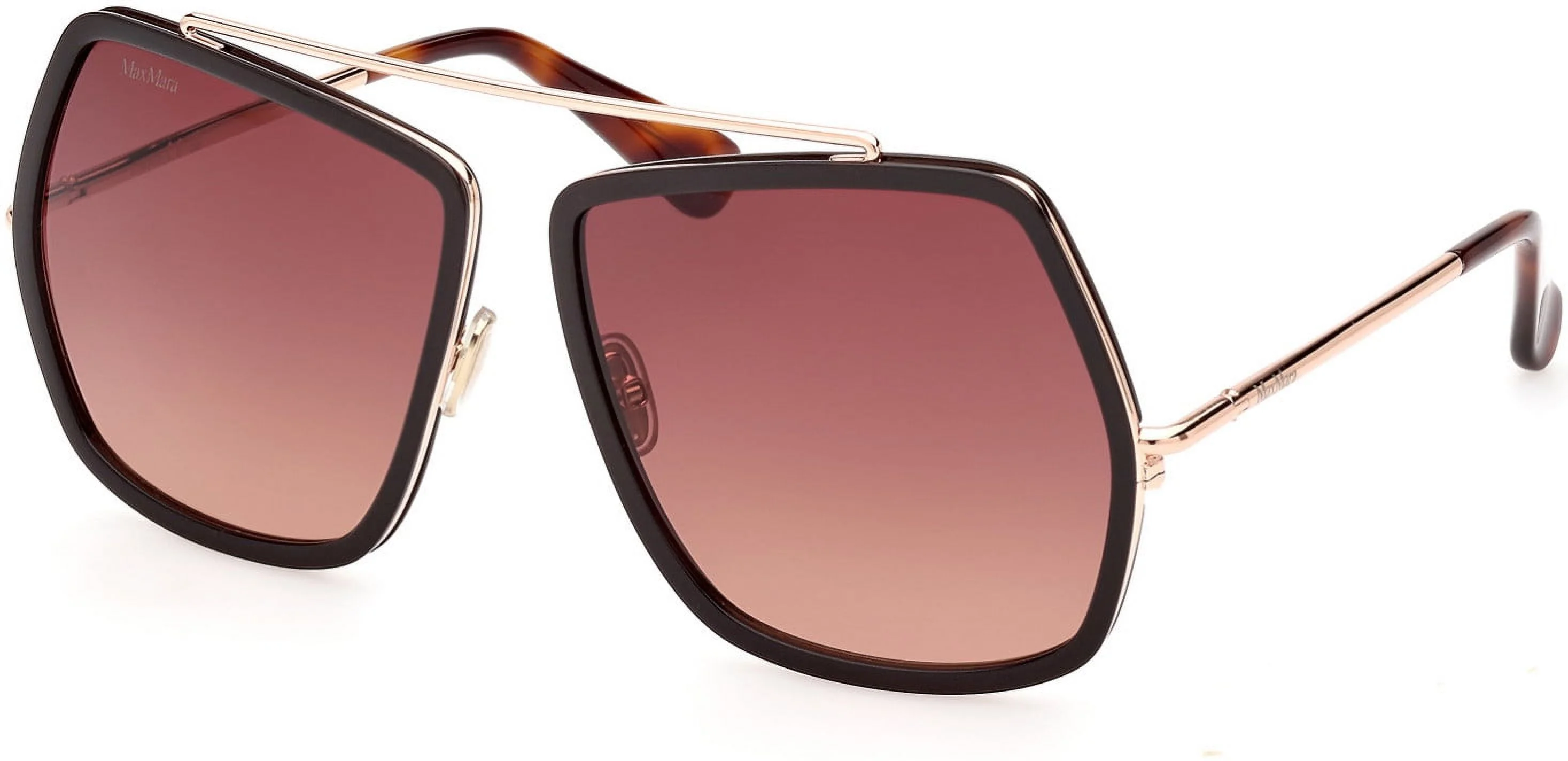 Sunglasses MaxMara MM 0060 Elsa 4 50F Shiny Rose Gold, Dark Brown / Gradient