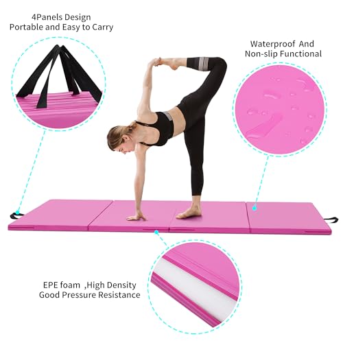ZENOVA Gymnastics Mat 6'x3'x2''/4'x8'x2'' Exercise Mat Gym Mat for Home Aerobics Workout Foldable Tumbling Mat Children Gifts