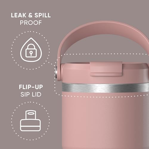 Hydrapeak Nomad 24 oz Tumbler with Handle and Straw Lid, Leakproof, Double Insulated, 24oz Cup Stainless Steel (Blush)