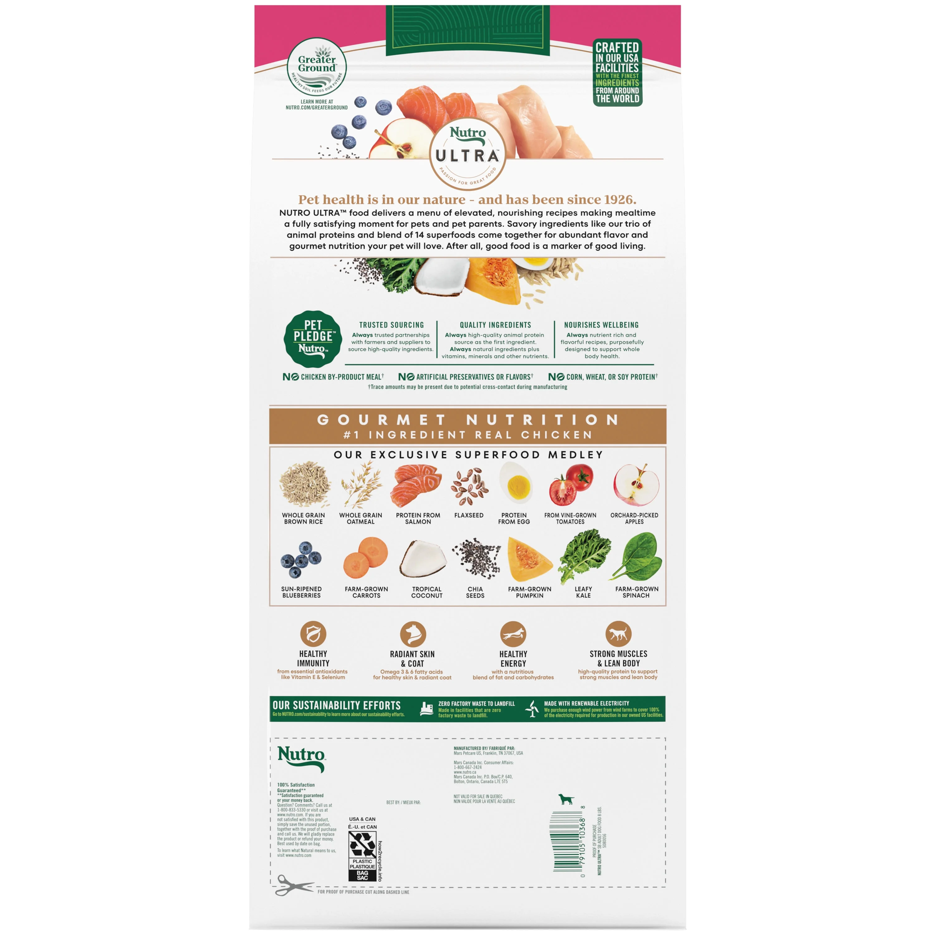 Nutro Ultra Adult Small Breed Dry Dog Food, Chicken, Lamb And Salmon ProteinTrio, 8 Lb. Bag