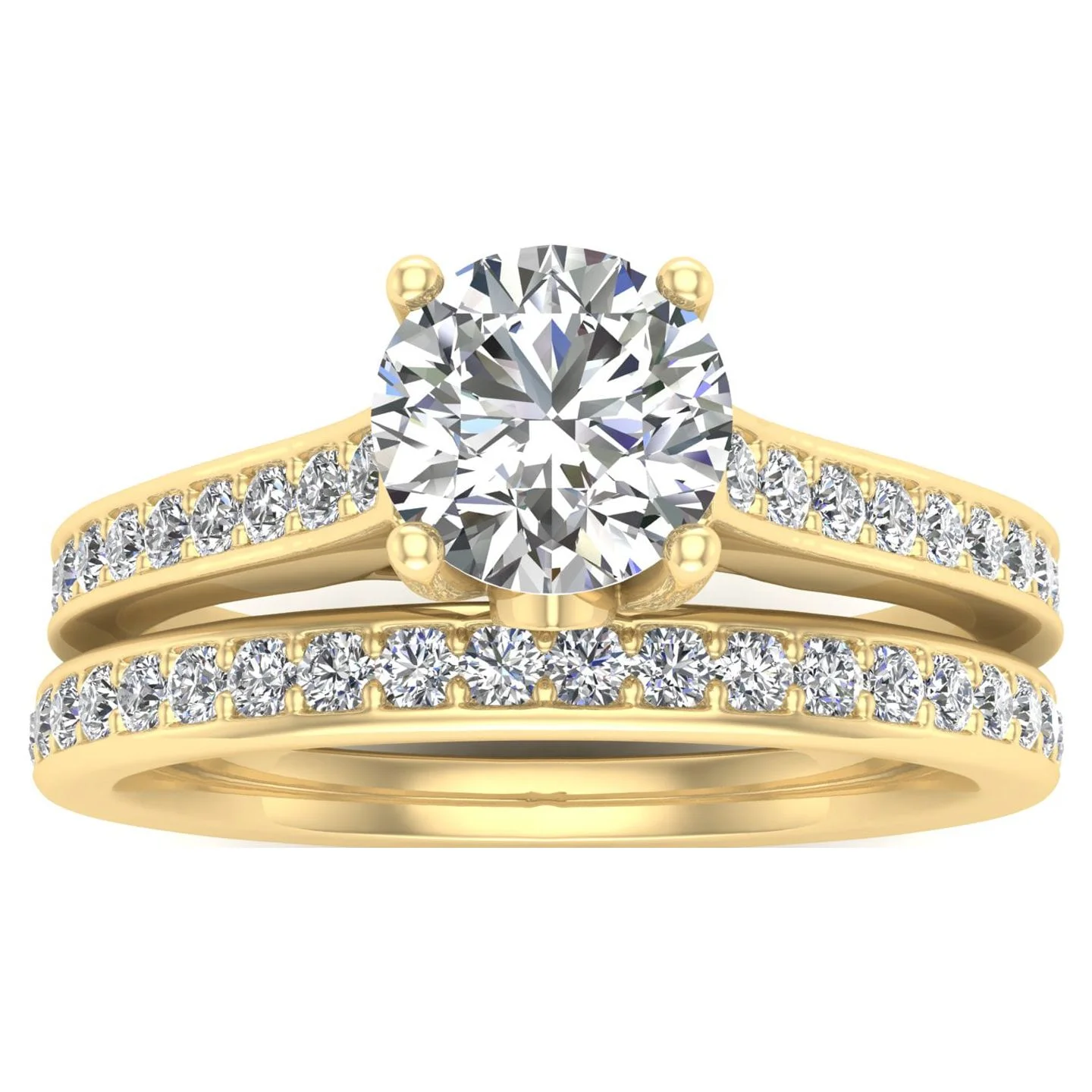 5/8 Carat TW Diamond Bridal set in 10k Yellow Gold (G-H Color, I1-I2 Clarity, Engagement ring and Wedding Band)
