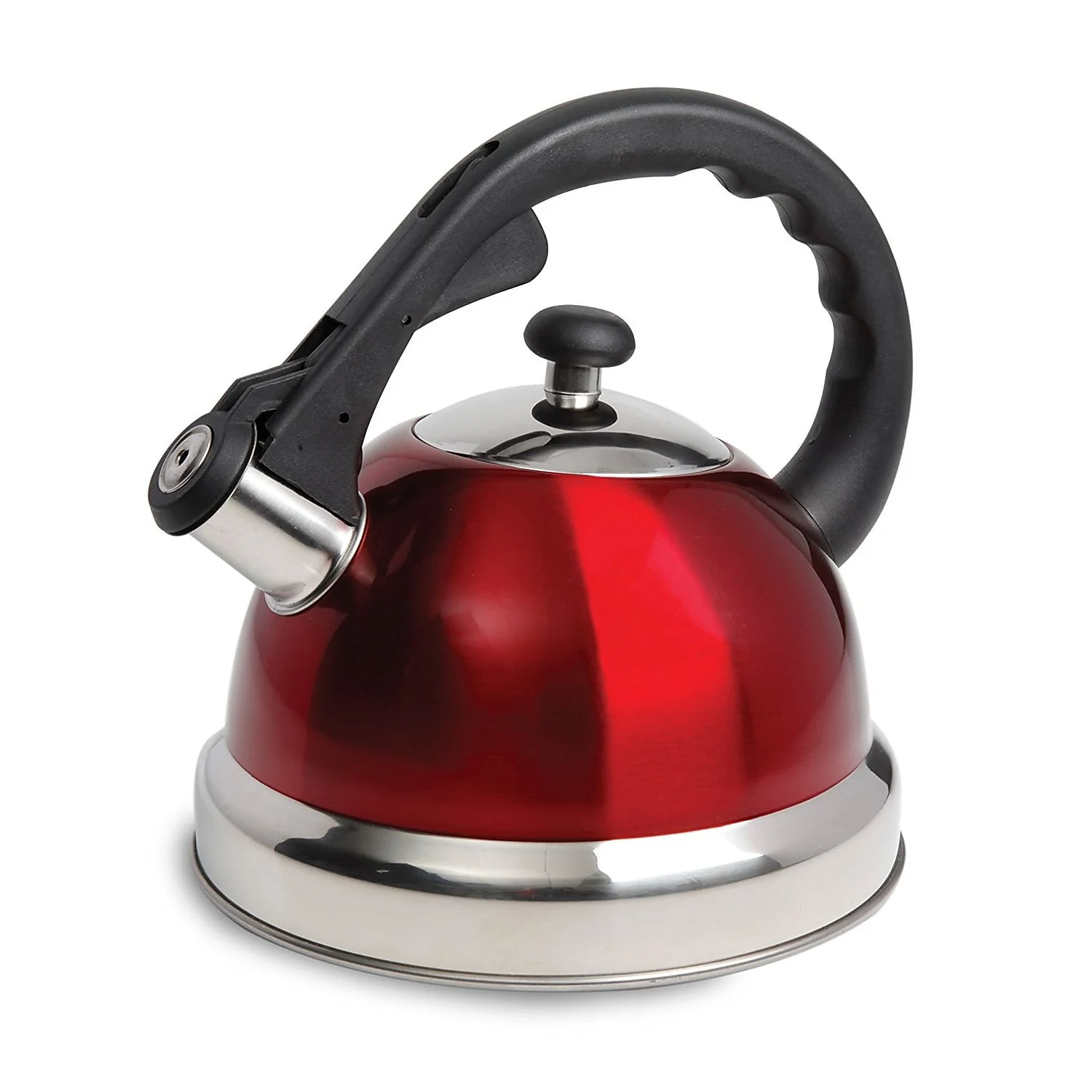 Mr. Coffee Claredale 1.7 Qt Whistling Stainless Steel Tea Kettle in Red