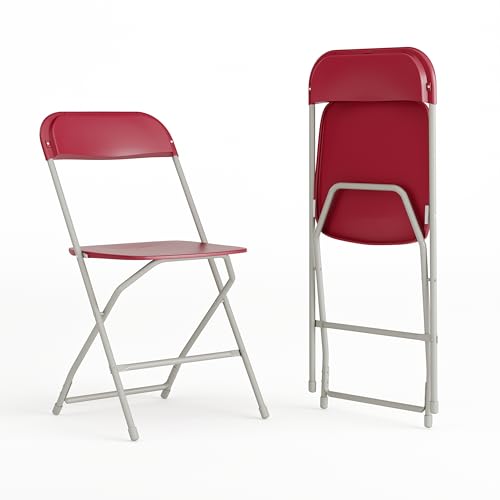 EMMA + OLIVER Set of 2 Plastic Folding Chairs - 650 LB Weight Capacity Lightweight Stackable Folding Chair in White