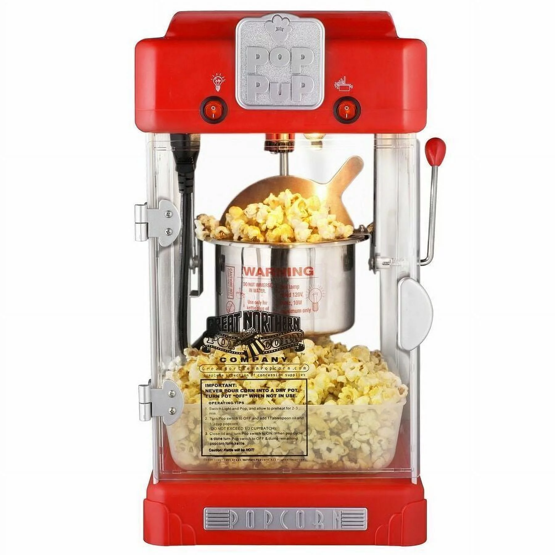 Electric Popcorn Machine Maker Retro Style Home Use Counter Top Red