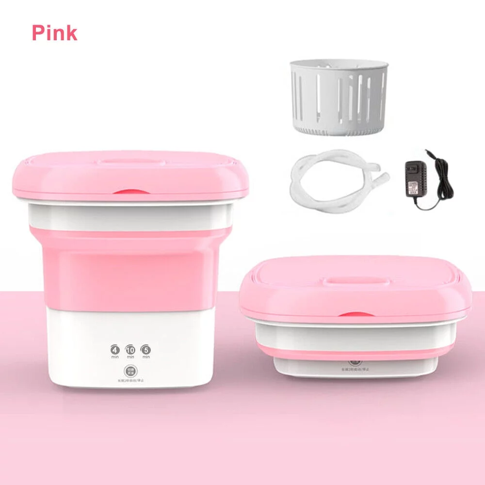 JahyShow Foldable Clothes Washer - Apartments & Dorms, Dryer Bucket Included, Pink Space-Saver