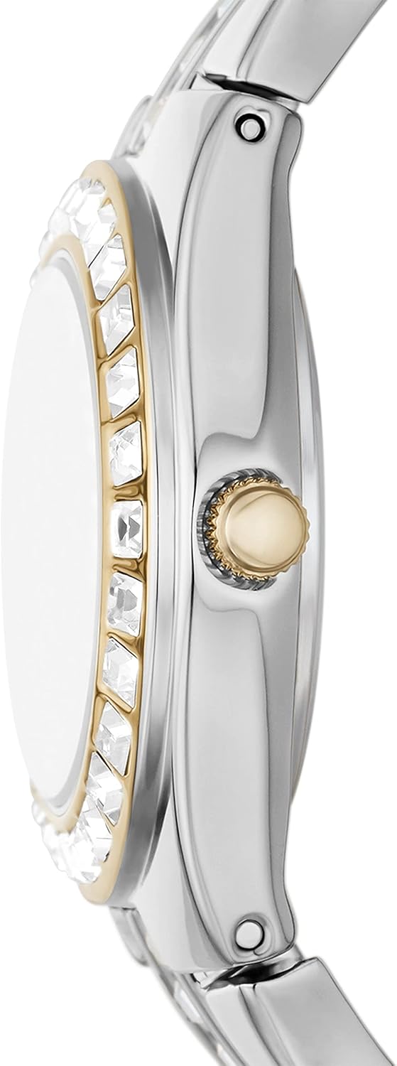 RELIC by Fossil Women's Queen's Court Three-Hand Date Silver and Gold Two-Tone Stainless Steel Bracelet Dress Watch (Model: ZR12652)
