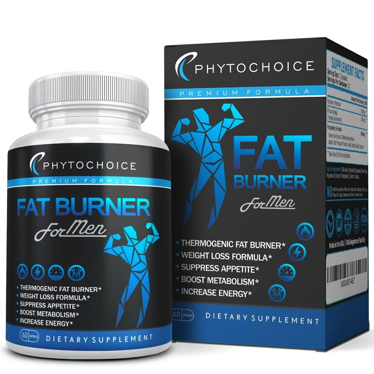 Natural Weight Loss Men Belly Fat Burner Best Diet Pills That Work Fast for Men 60 capsule