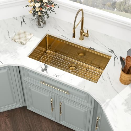 Kichae 12“ Deep Laundry Sink Undermount - 24 Inch Black Undermount Utility Sink Stainless Steel Single Bowl Under Counter Handmade Laundry Utility Room Basin