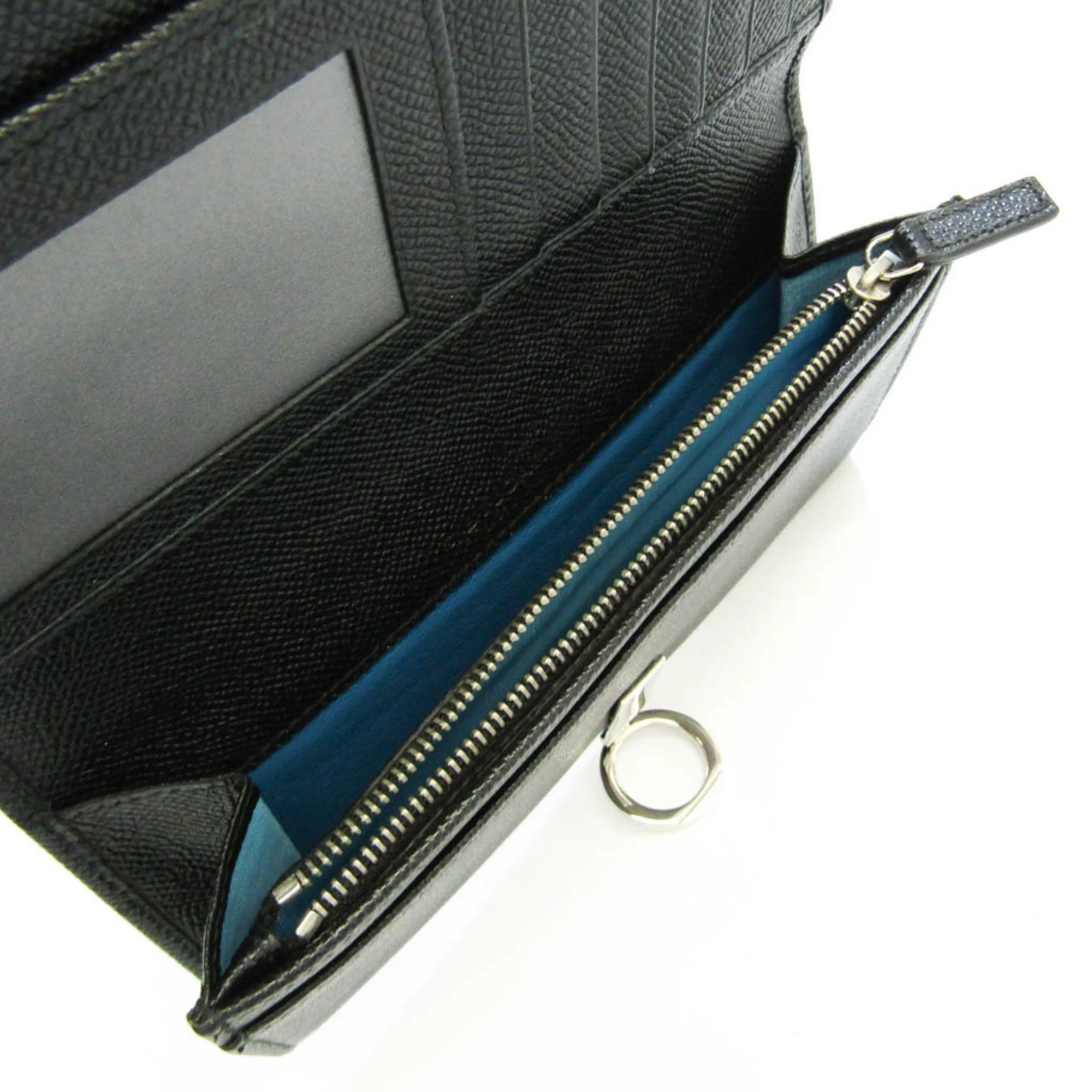 Pre-Owned Bvlgari Bvlgari Bvlgari 30412 Men's Leather Long Wallet (bi-fold) Black (Good)