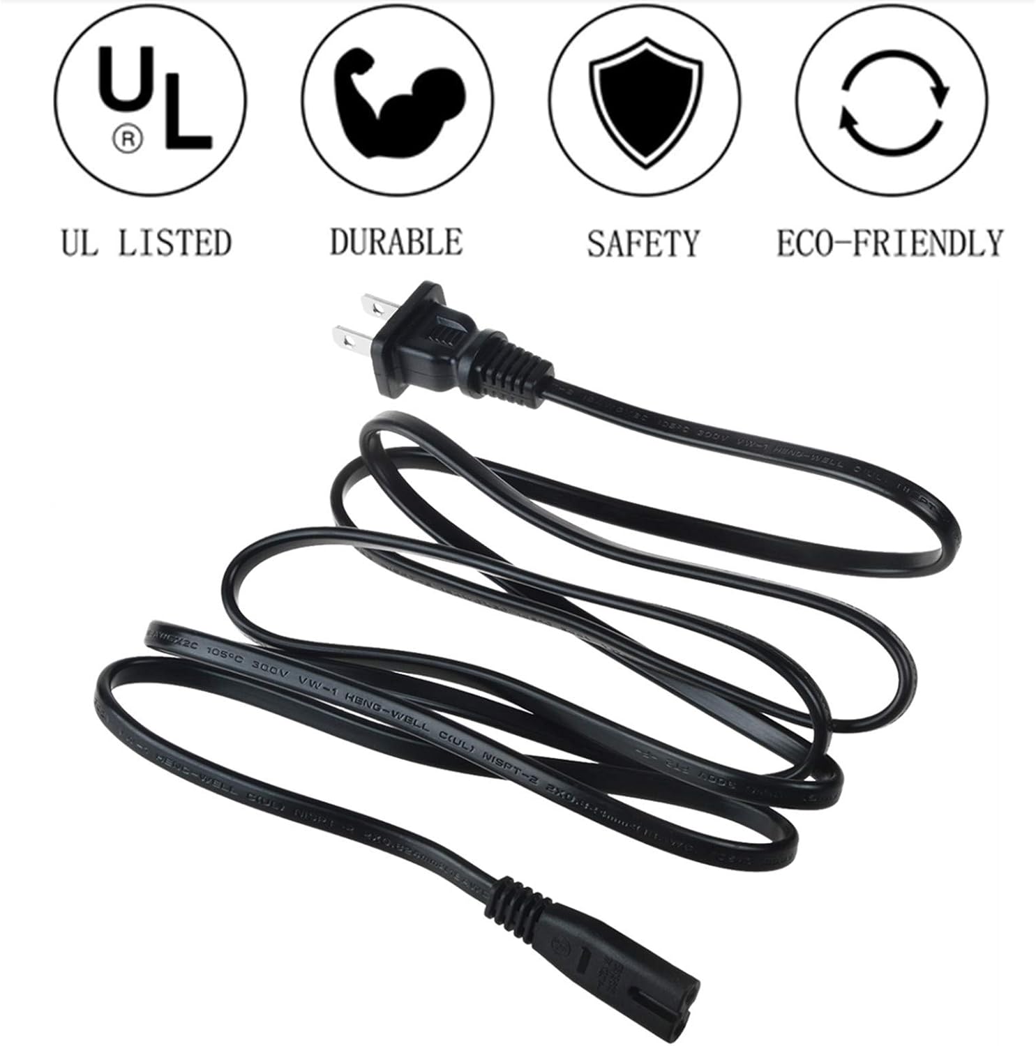 6ft UL Power Cable Cord Lead Wire for Technics SL-3 SL3 SL-5 SL5 Turntable