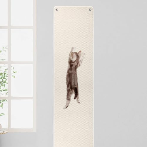 FHTONGE 71x15.8 Thickened Cat Wall Climbing Carpet with 16 Fixed Nails, Extra Large Tall Cat Scratch Pad for Wall, Wall Mounted Climbing Cat Scratcher for Furniture Couch Sofa Protector(Grey)