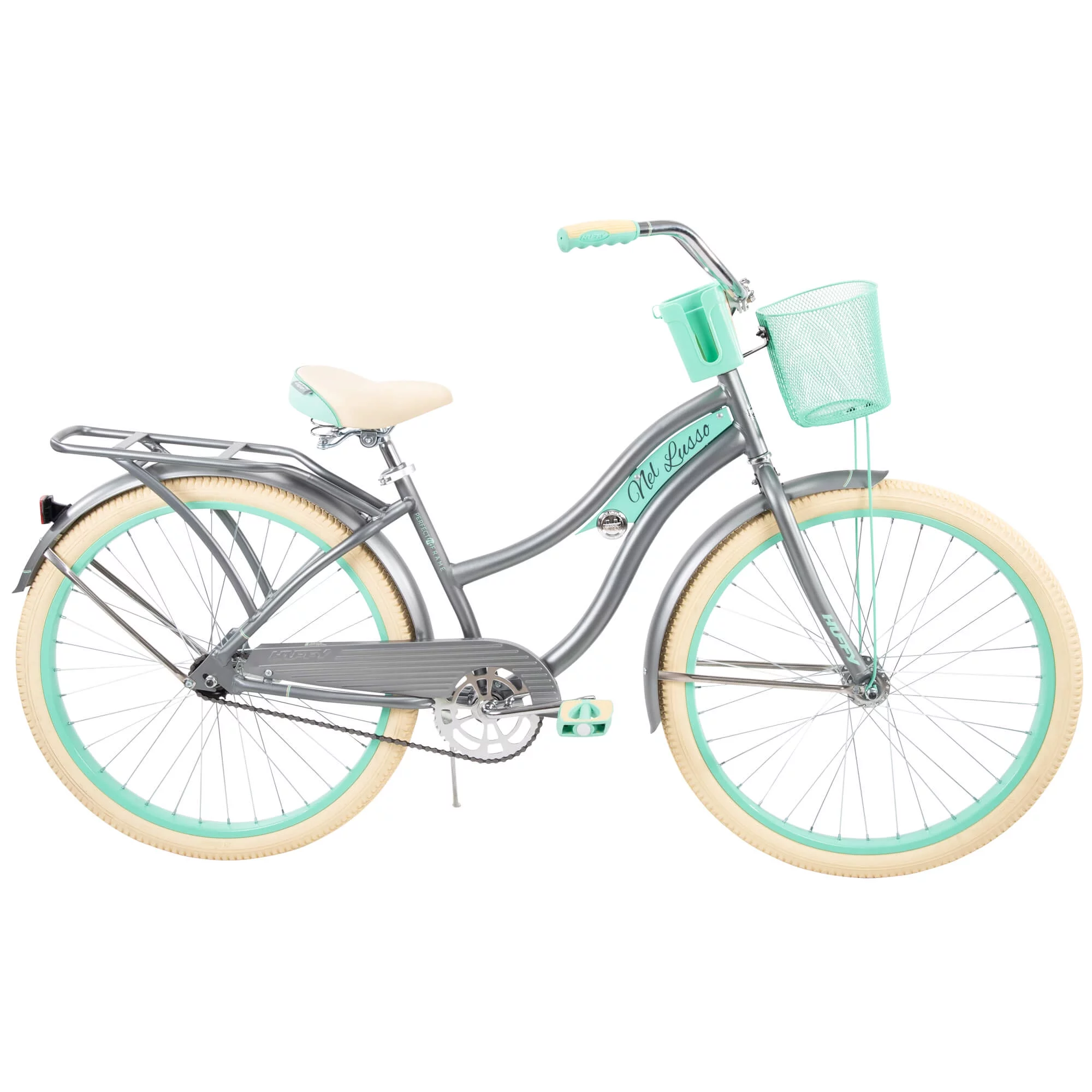 Huffy, Nel Lusso Classic Cruiser Bike with Perfect Fit Frame, Women's, Gray, 26