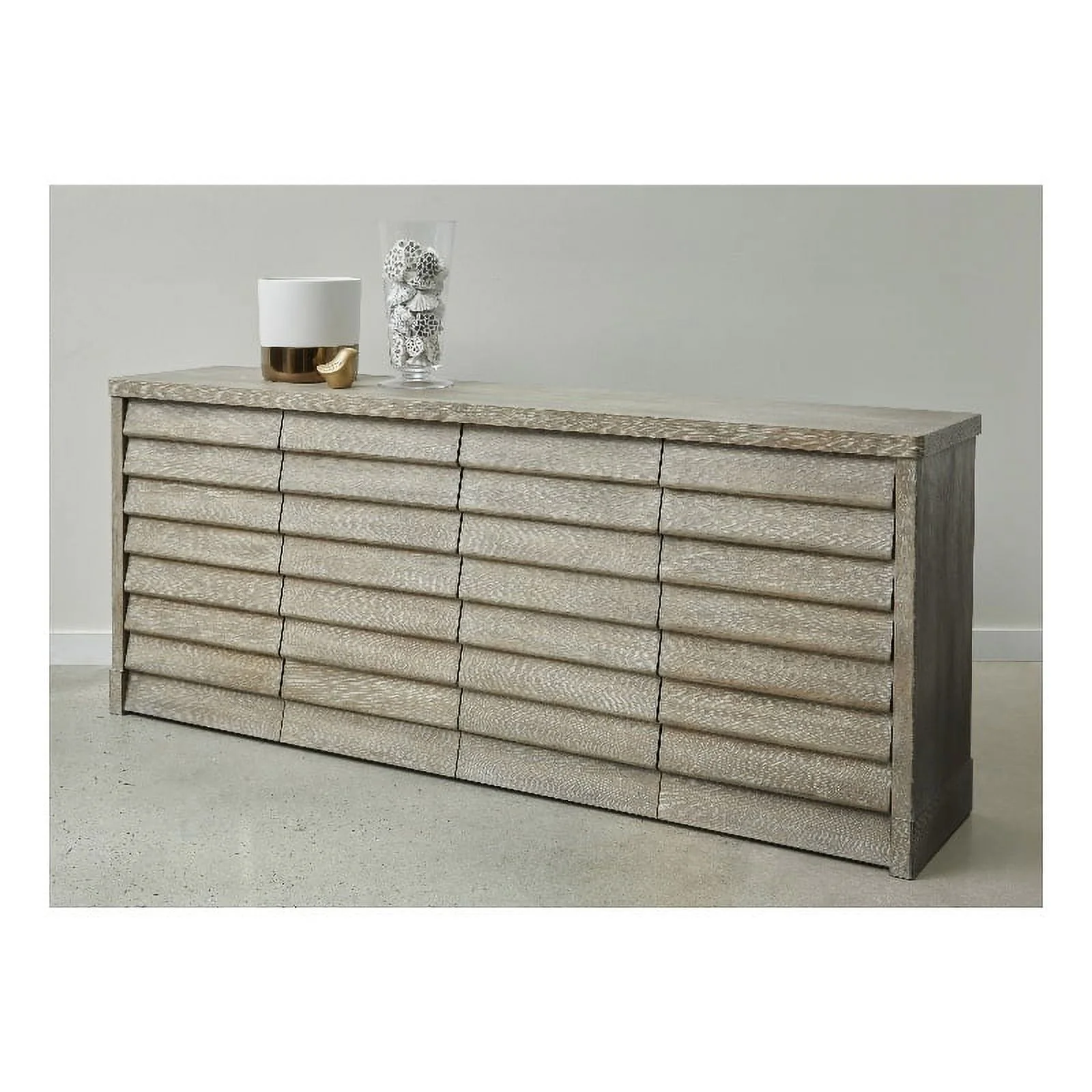 4 Door Wood Credenza with Storage in Natural Sand Finish by Pulaski Furniture