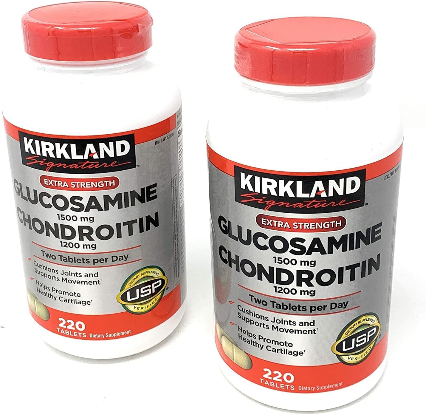 TZWK Kirkland Signature Extra Strength Glucosamine 1500mg/Chondroitin 1200mg Sulfate 220 Tablets (Pack of 2)