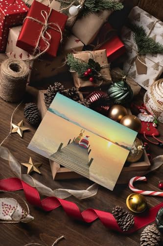 Stonehouse Collection | Dock Sunset Christmas Card | 18 Boxed Holiday Cards and Envelopes | USA Made | Boating, Beach, Nautical