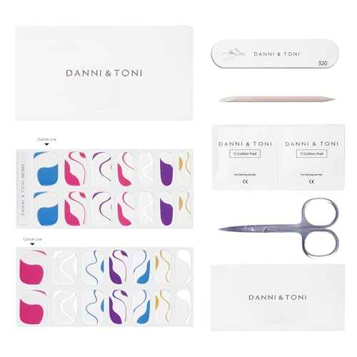 DANNI & TONI Semi Cured Gel Nail Strips Christmas Santa Claus Snowflakes Cat Eye Gel Nail Wraps 28 Stickers | Mistletoe Meow