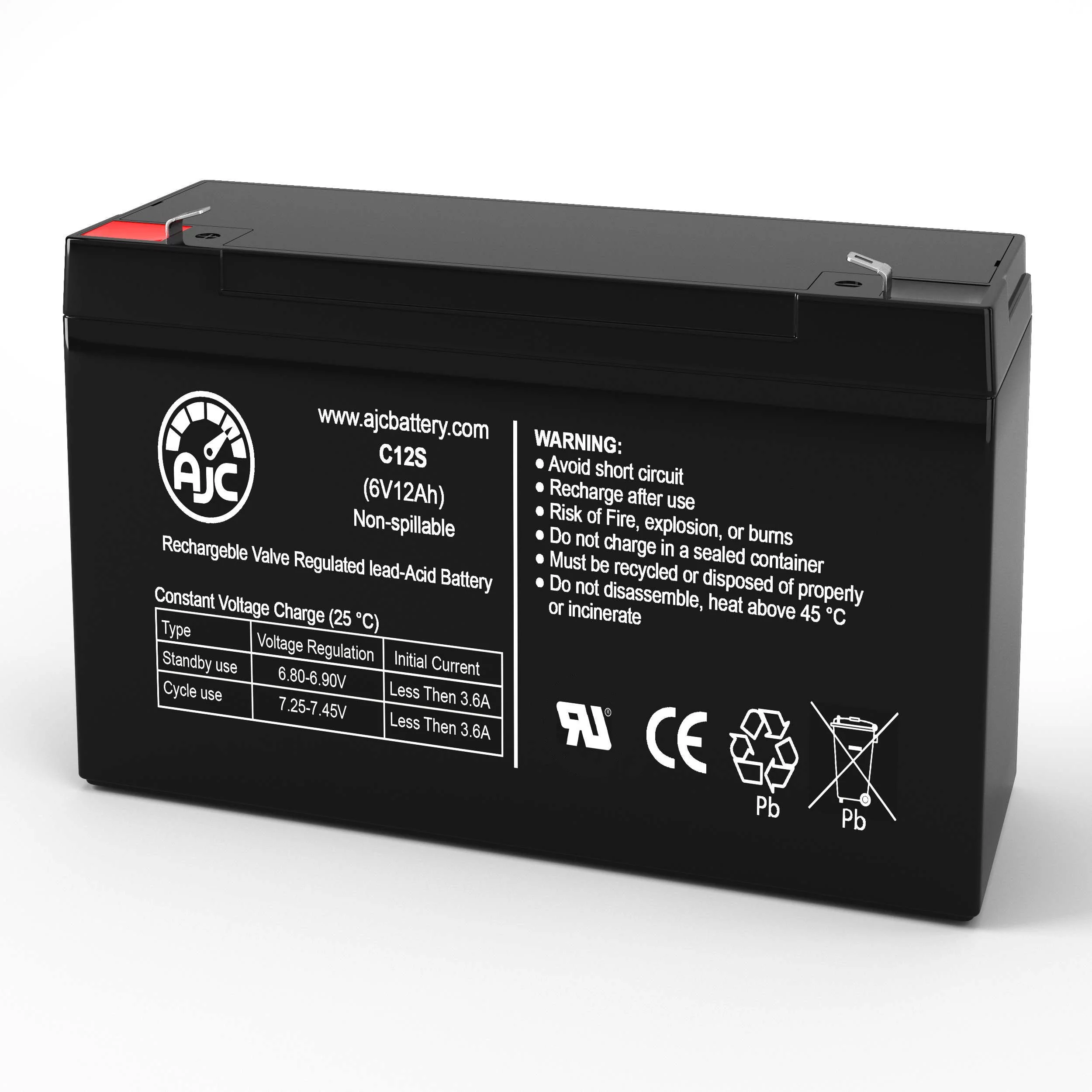 Battery Center BC-6120 6V 12Ah Sealed Lead Acid Battery - This Is an AJC Brand Replacement