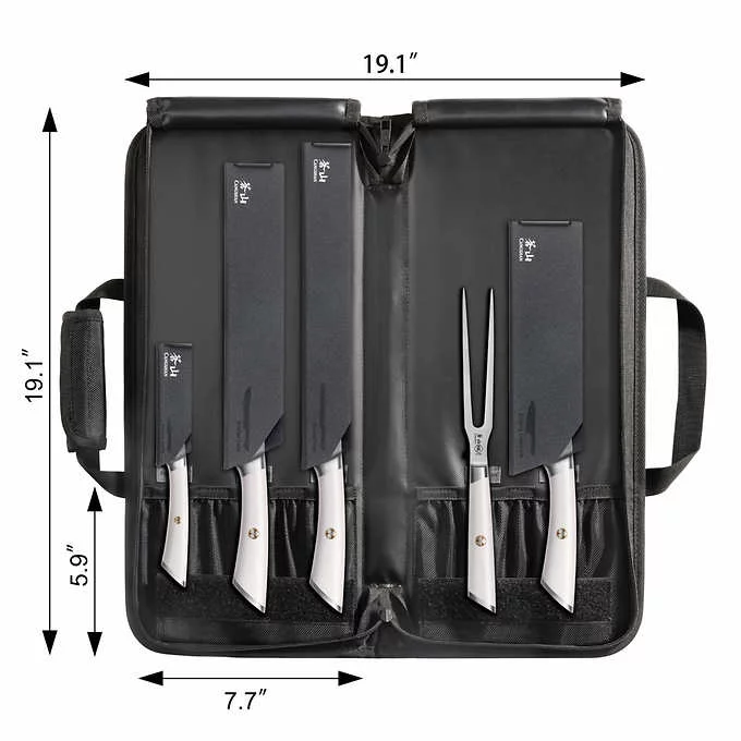 Cangshan Barbecue Knife Set 6Pc w/ Knife Sheath + Cut Resistant Bag German Steel