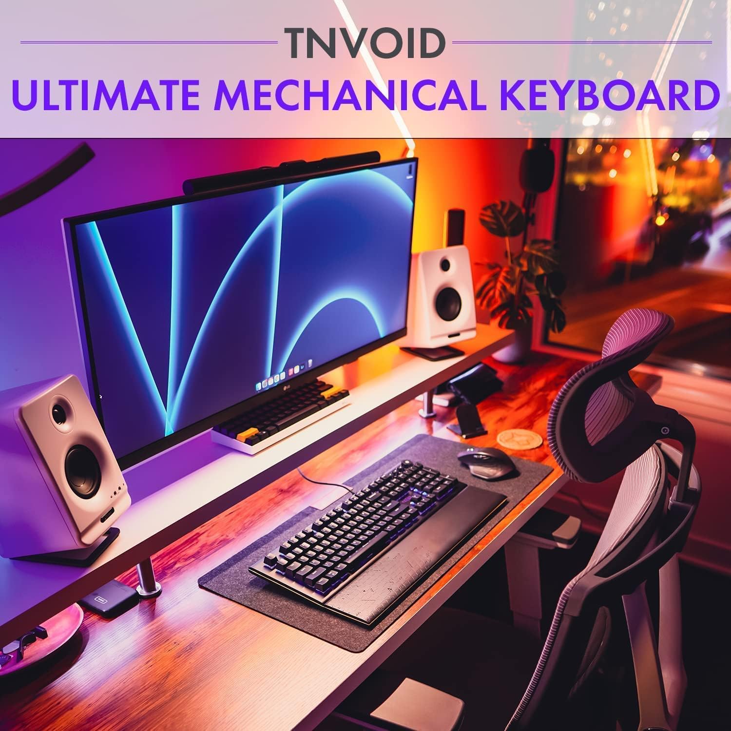 Mechanical Gaming Keyboard LED, Tilted Nation RGB Mechanical Keyboard with Volume Control Knob and Removable Wrist Rest - Programmable Light Up Keyboard with Quick Response Red Switches