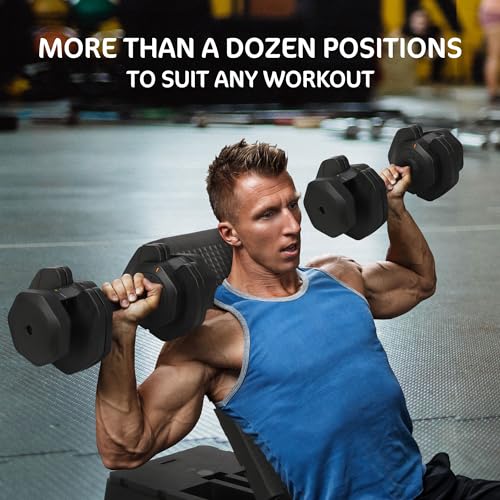 HolaHatha Adjustable Multi-Functional Exercise Bench 440 Pound Capacity Foldable Incline Deck, 8.5 to 14.5 Inch Height, Compact Design,