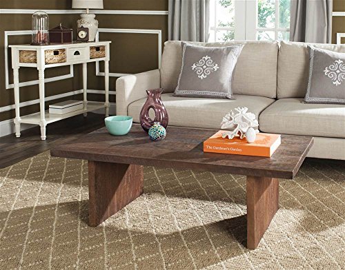 SAFAVIEH Home Collection Senjo Rouge Rattan Coffee Table, 0, Grey