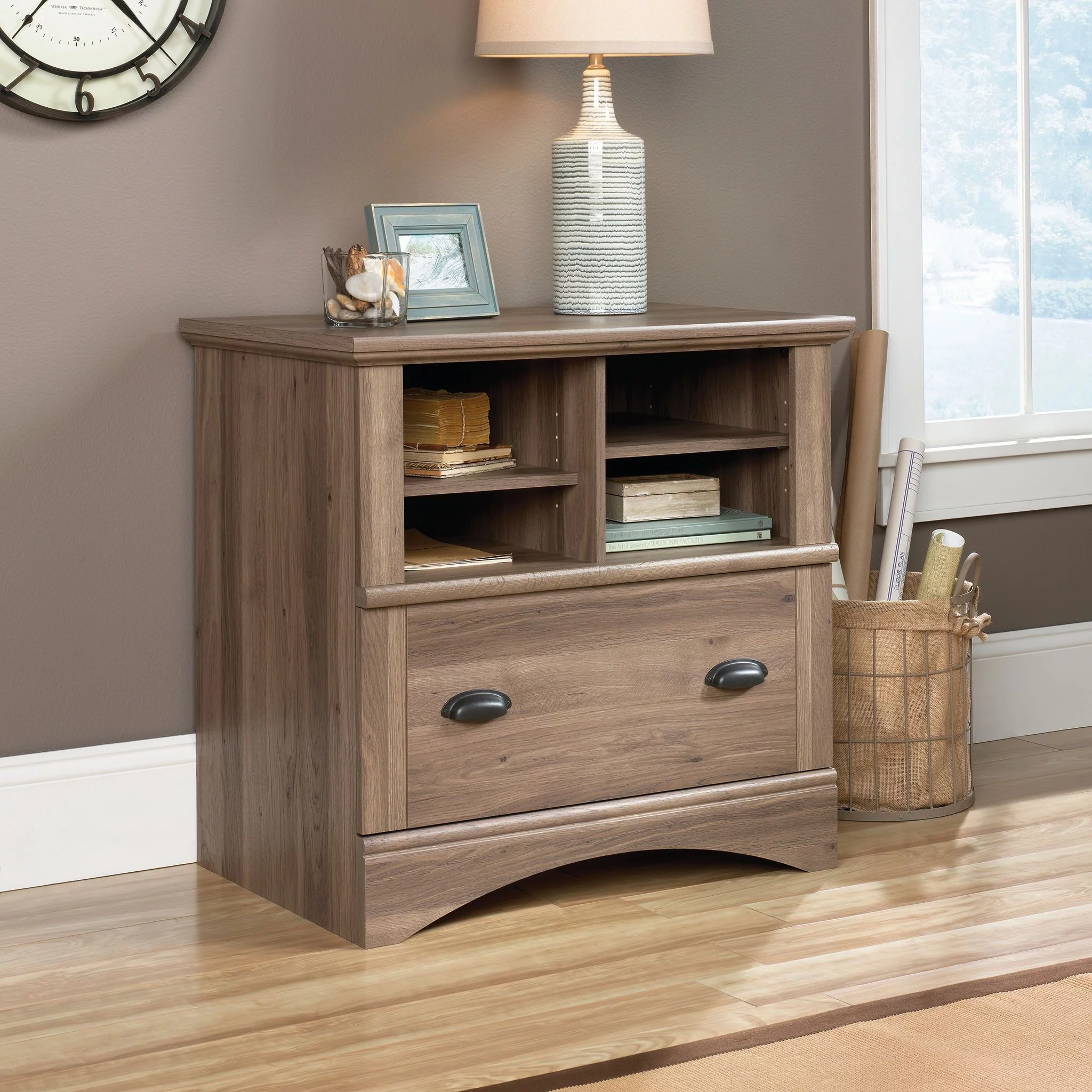 Sauder Harbor View Lateral File, Salt Oak Finish