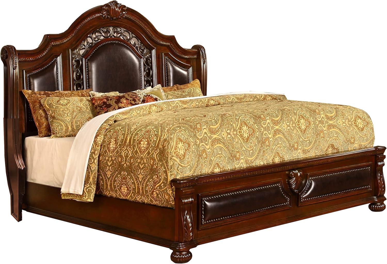 Best Master Furniture Bessy Traditional Cherry Wood King Platform Bed