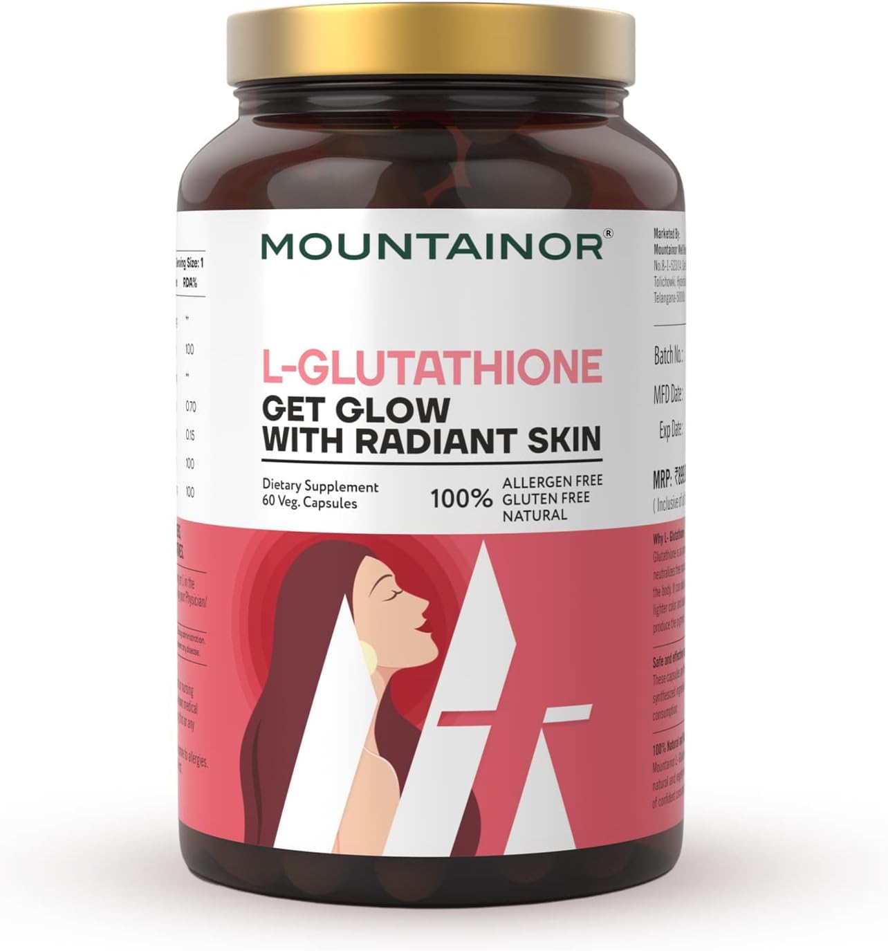 L Glutathione 1000mg for Healthy, Brightening & Radiant Skin (60 Veg Caps) for Men & Women with Vitamin C, Biotin. Helps Reducing Melanin, Clearance, Glowing Skin. Natural & Gluten free.