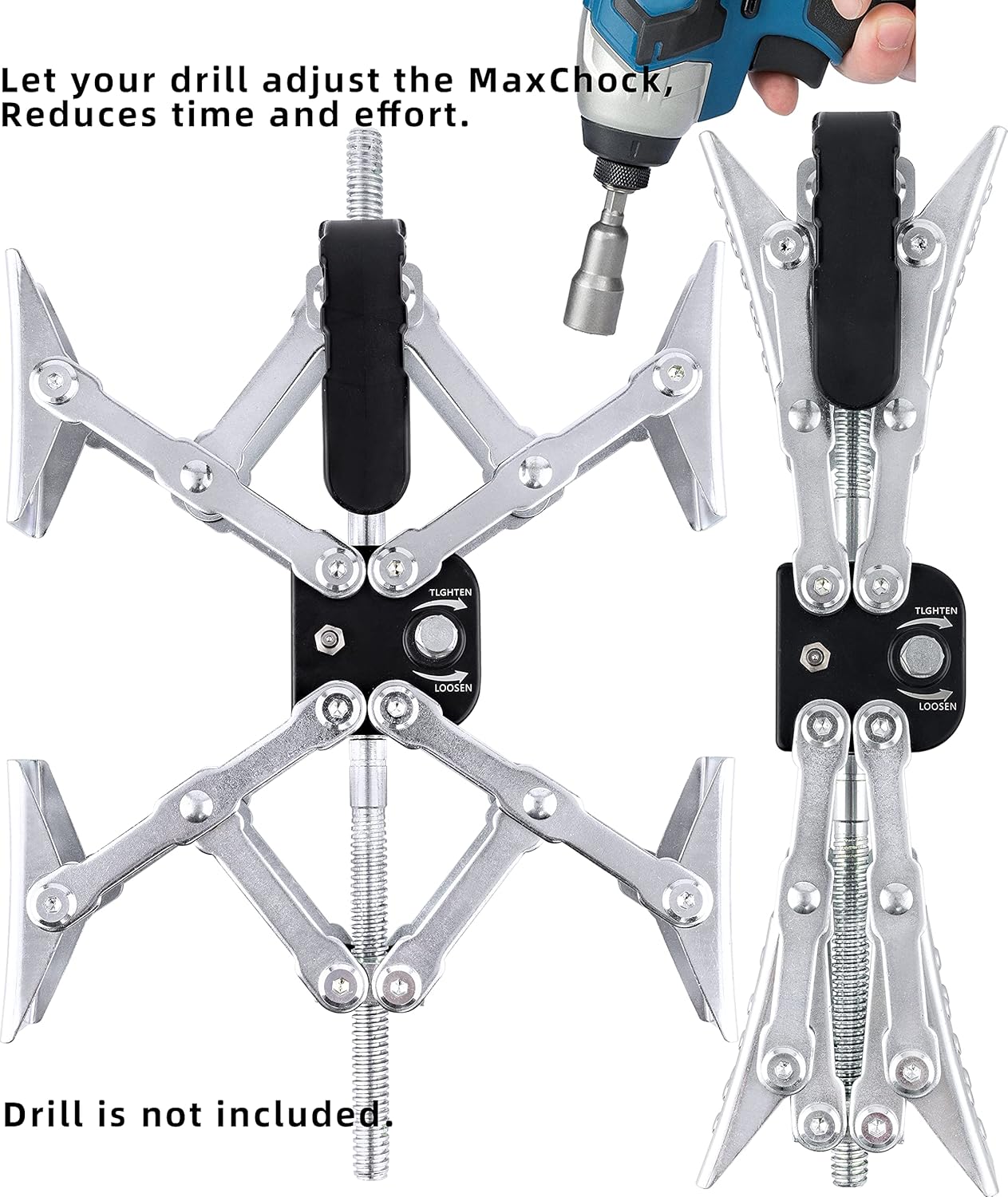 Maxchock X-Shaped Wheel Chock Stabilizer (Allow Drill Adjust) Tandem-Axle Trailer RV Tire Wheel Stop While Camping -Pair