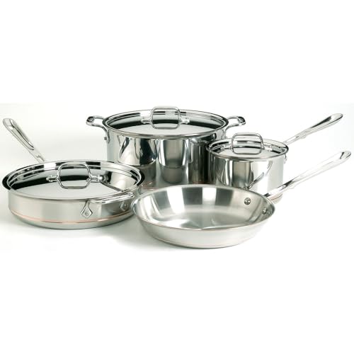 All-Clad Copper Core 5-Ply Stainless Steel Cookware Set 10 Piece Induction Oven Broiler Safe 600F Pots and Pans Silver