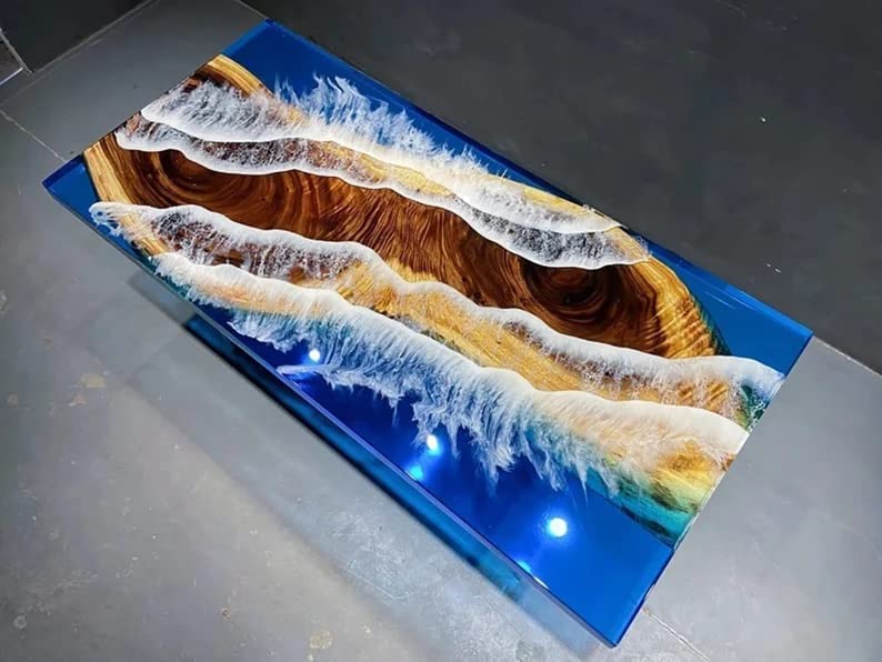 Personalized Large EPOXY Table, Resin Dining Table for 2, 4, 6, 8 River Dining Table Top, Wood Epoxy Coffee Table Top, Living Room Table (without Stand, 48 x 24 Inches)