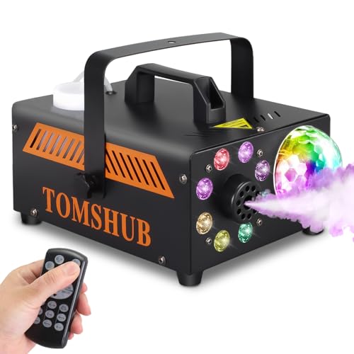 600W Fog Machine with Disco Ball & 13-Color LED Lights, 2000CFM High-Output Smoke Machine, Wireless Remote, Auto Spray, for Halloween, DJ, Weddings, Parties (Fog Juice not Included)
