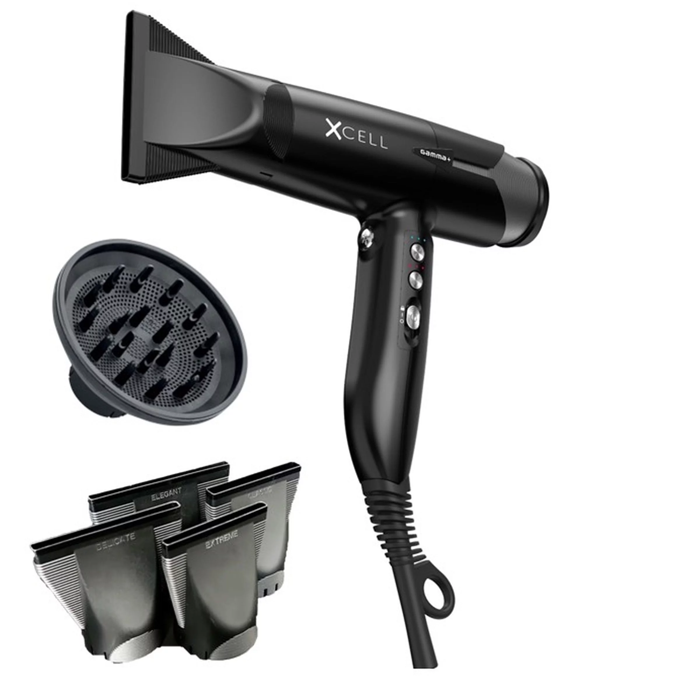 GAMMA+ Xcell Professional Hair Dryer Digital Motor Ultra-Lightweight Ionic Technology Matte Black