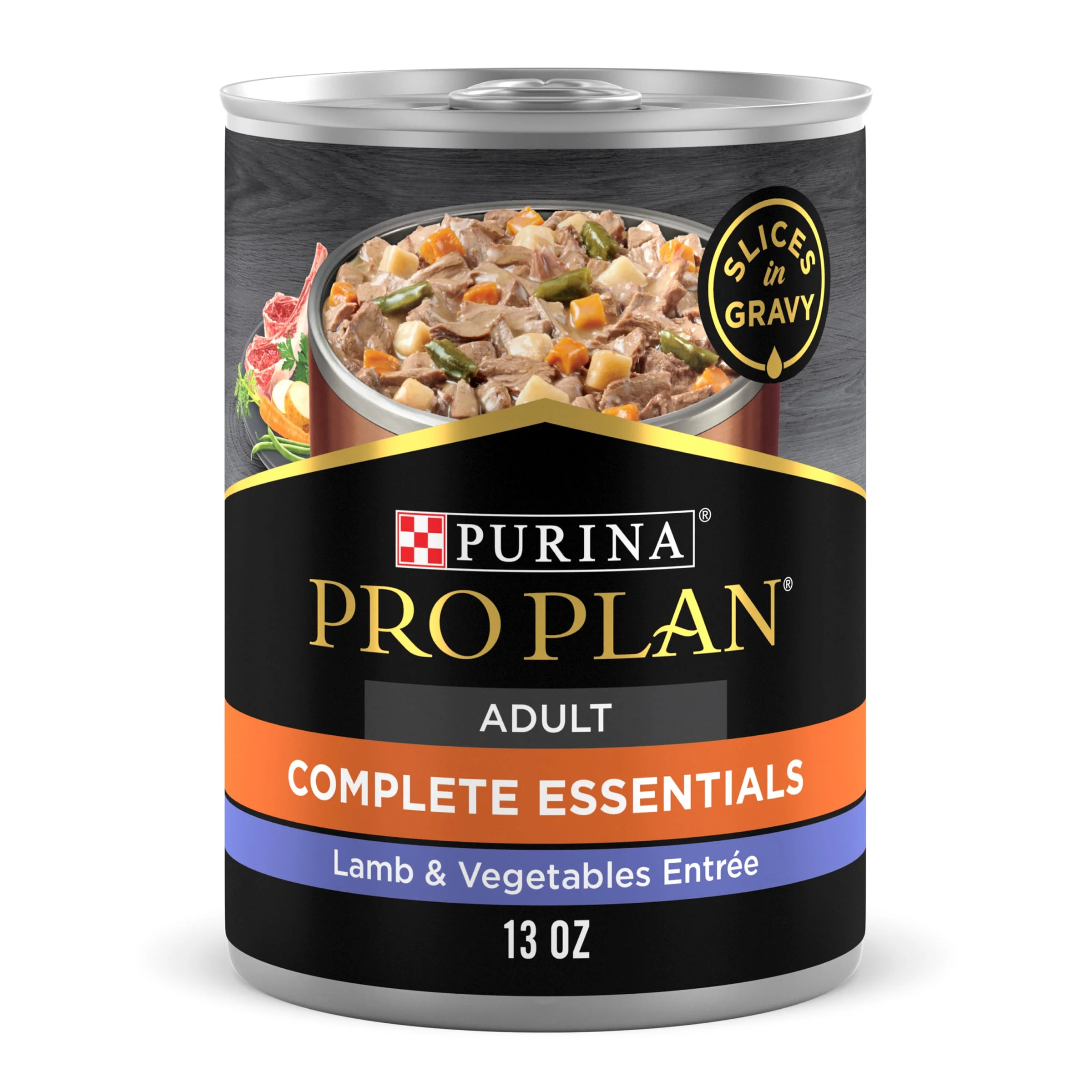 Purina Pro Plan Slices in Gravy Wet Dog Food for Adult Dogs Lamb, 13 oz Cans (12 Pack)