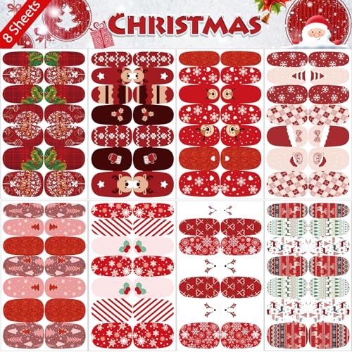 winthrop 16 Sheets Holiday Nail Wraps Stickers, Christmas Valentine's Day Seasonal Full Nail Polish Strips, DIY Self-Adhesive Winter Nail Art Decals with 2 Pcs Nail Files for Party Decor (224 Pieces)