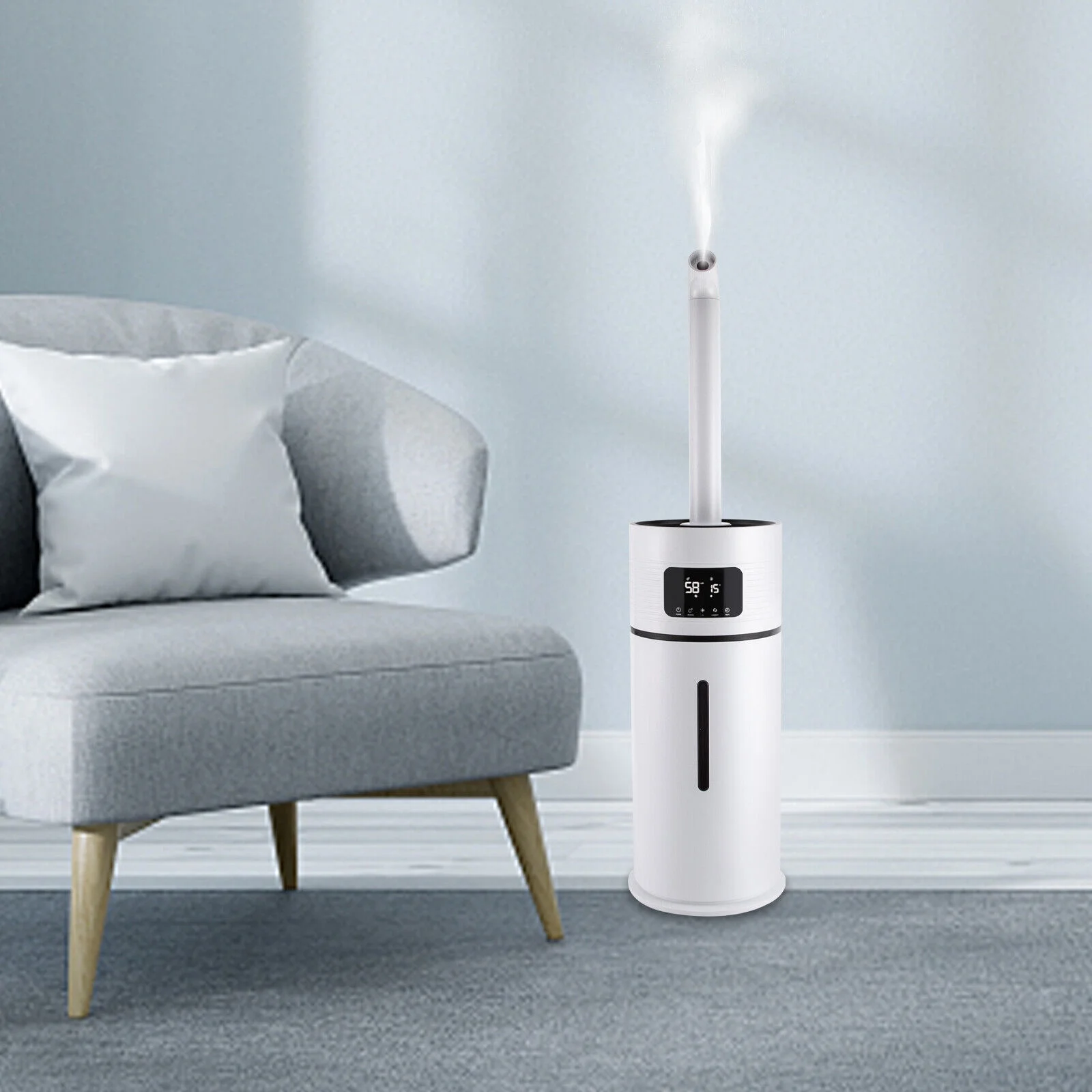 4Gal Ultrasonic Mist Humidifier - White Commercial Large Humidifiers Style 360° Whole-House Remote Control