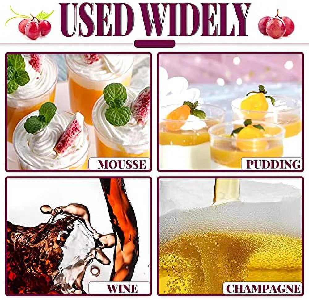 50Pcs Plastic Wine Glasses, 170ml Clear Wine Tasting Glasses Reusable Stemmed Party Wine Cups